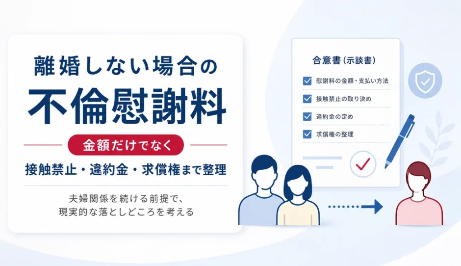 離婚しない場合の不倫慰謝料で金額以外の示談条件も整理するイメージ。