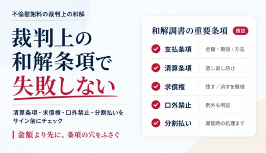 裁判上の和解条項で失敗しない｜清算条項・求償権・口外禁止・分割払いの注意点